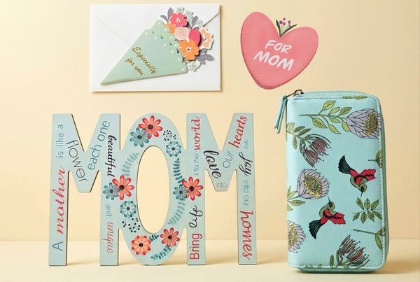Mother's Day Gift - Wallet & Mom Appreciation Sign (Blue)