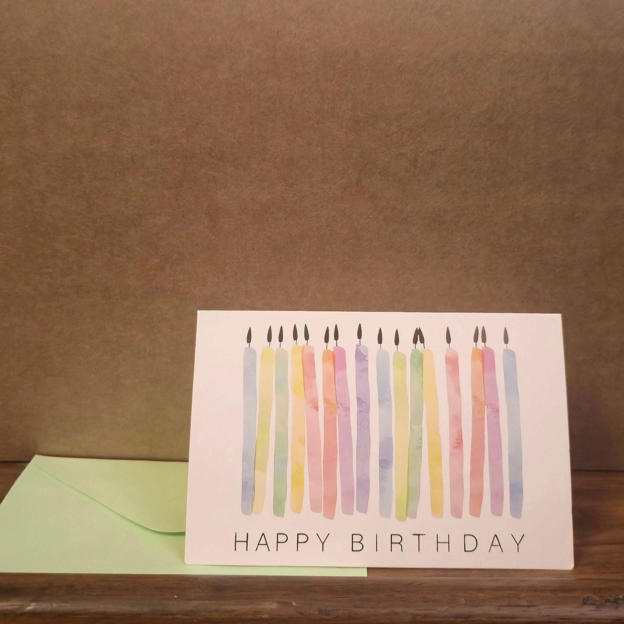 Birthday Card Watercolour Rainbow Candles
