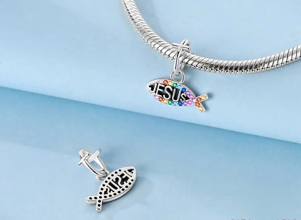 Colourful Jesus Fish Charm - Compatible with Pandora Bracelets
