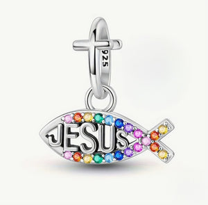 Colourful Jesus Fish Charm - Compatible with Pandora Bracelets