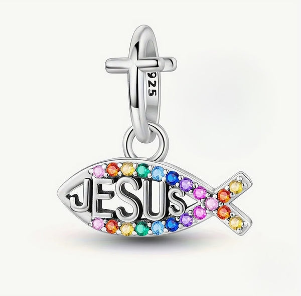 Colourful Jesus Fish Charm - Compatible with Pandora Bracelets