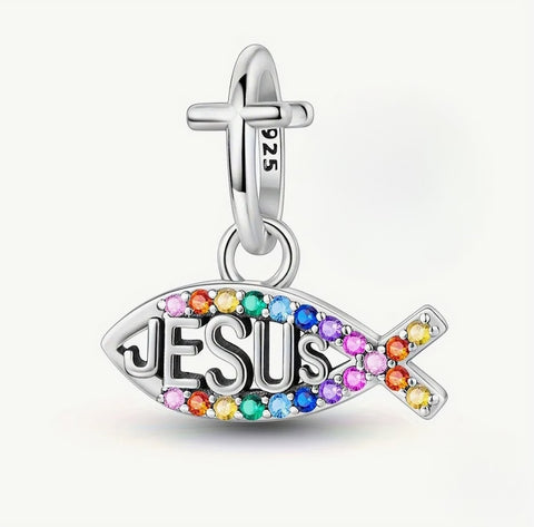 Colourful Jesus Fish Charm - Compatible with Pandora Bracelets