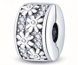 Daisy Sparkle Clip-On Stopper - Compatible with Pandora Bracelets