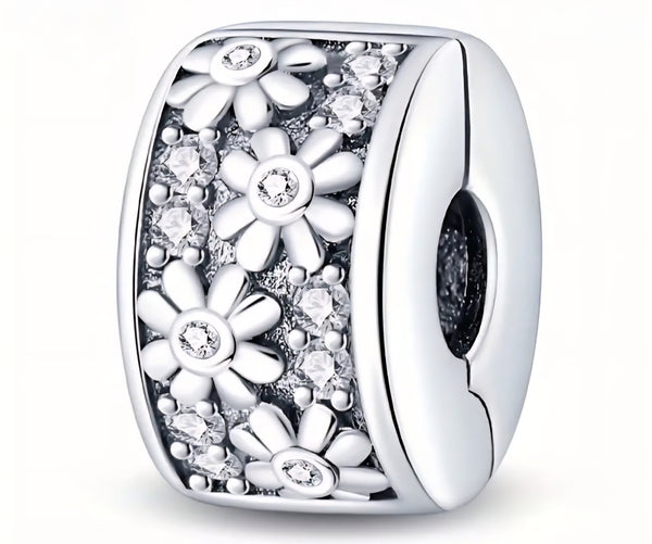 Daisy Sparkle Clip-On Stopper - Compatible with Pandora Bracelets