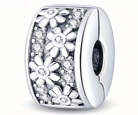 Daisy Sparkle Clip-On Stopper - Compatible with Pandora Bracelets