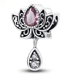 Lotus Flower Charm - Compatible with Pandora Bracelets