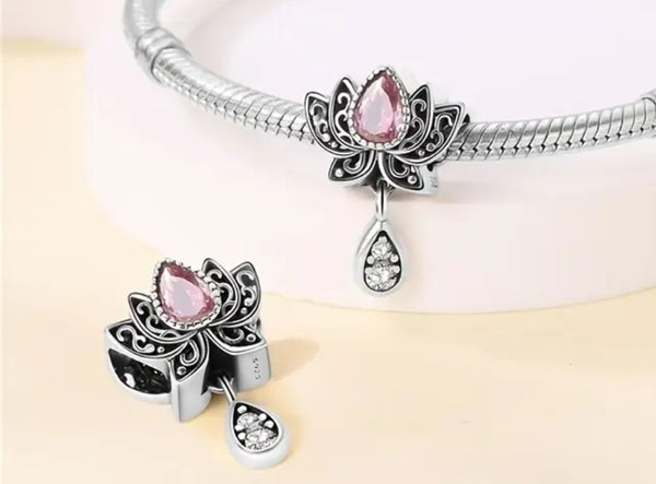 Lotus Flower Charm - Compatible with Pandora Bracelets