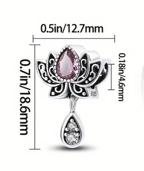 Lotus Flower Charm - Compatible with Pandora Bracelets