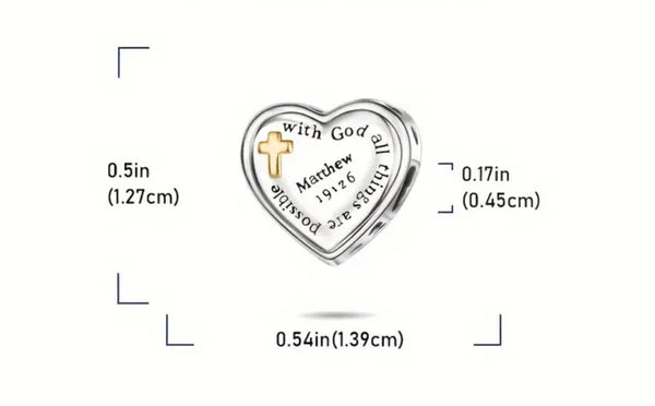 Matthew 19:26 Charm - Compatible with Pandora Bracelets
