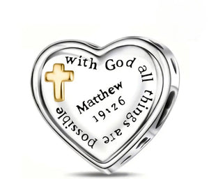 Matthew 19:26 Charm - Compatible with Pandora Bracelets