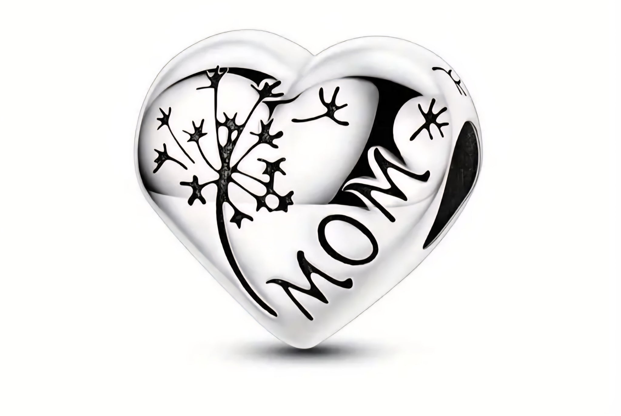 Mom & Daughter Dandelion Heart Charm - Compatible with Pandora Bracelets