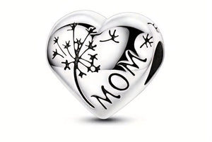 Mom & Daughter Dandelion Heart Charm - Compatible with Pandora Bracelets