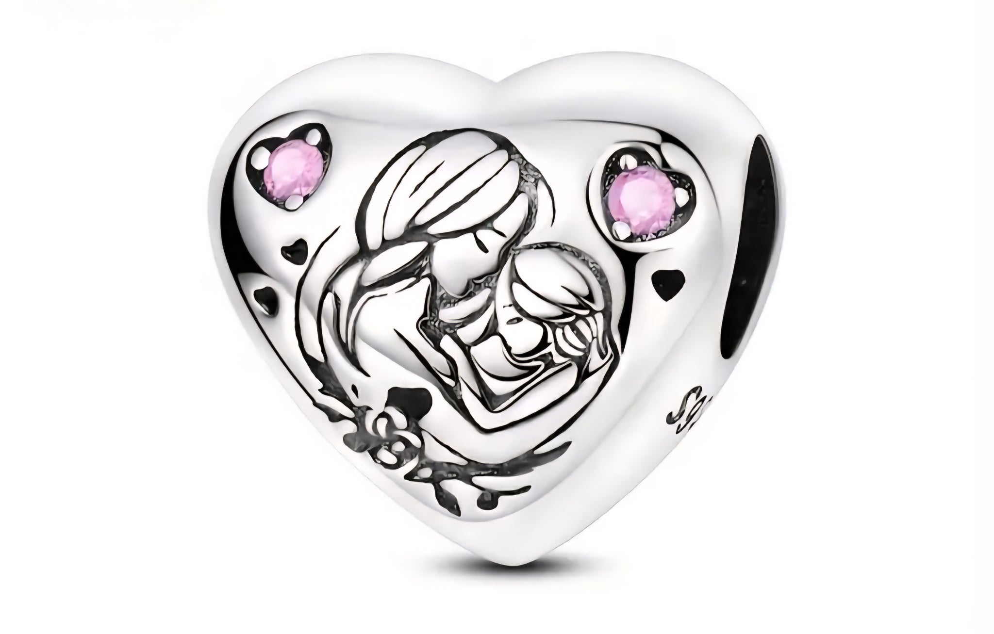 Mother Daughter Hug Heart Charm - Compatible with Pandora Bracelets