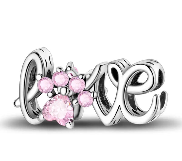 Paw Print Love Charm - Compatible with Pandora Bracelets