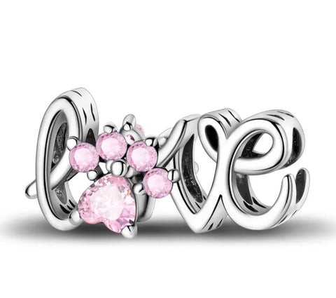 Paw Print Love Charm - Compatible with Pandora Bracelets