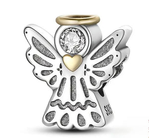 Silver & Gold Angel Charm - Compatible with Pandora Bracelets