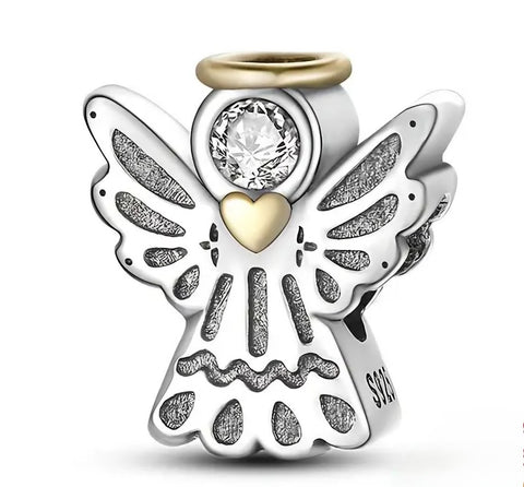 Silver & Gold Angel Charm - Compatible with Pandora Bracelets