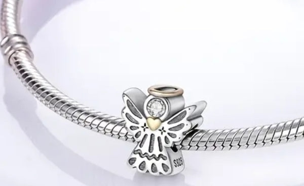 Silver & Gold Angel Charm - Compatible with Pandora Bracelets