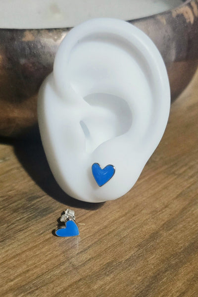 Blue Heart Silver Studs