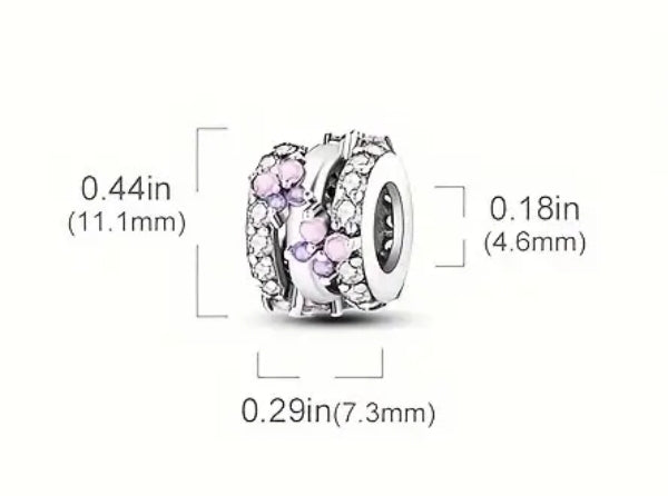 Petite Pink & Purple Stone Butterflies Charm - Compatible with Pandora Bracelets