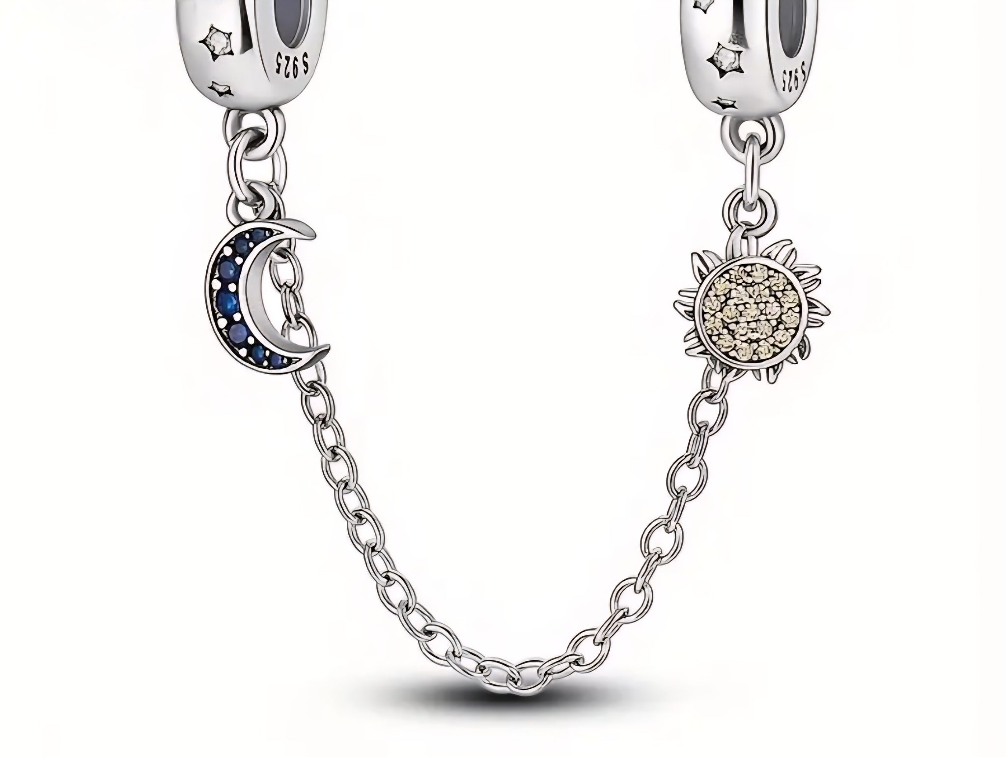 Sun and Moon Safety Chain - Compatible with Pandora Bracelets