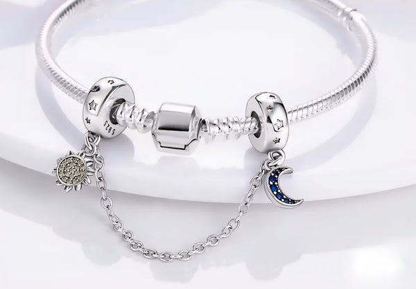 Sun and Moon Safety Chain - Compatible with Pandora Bracelets