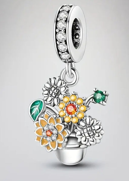 Sunflower Bouquet Charm - Compatible with Pandora Bracelets