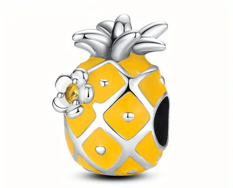 Yellow Pineapple Charm - Compatible with Pandora Bracelets - Compatible with Pandora Bracelets