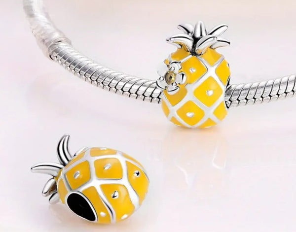 Yellow Pineapple Charm - Compatible with Pandora Bracelets - Compatible with Pandora Bracelets