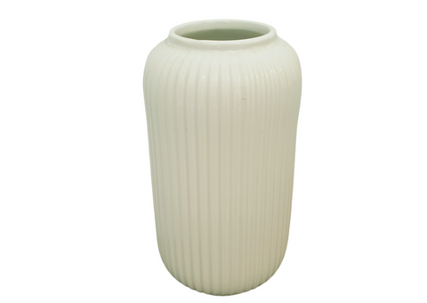 Textured Ceramic Vase - Cylindrical White