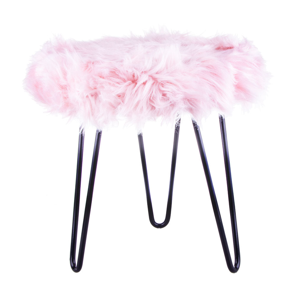 Faux Fur Stool - Blush