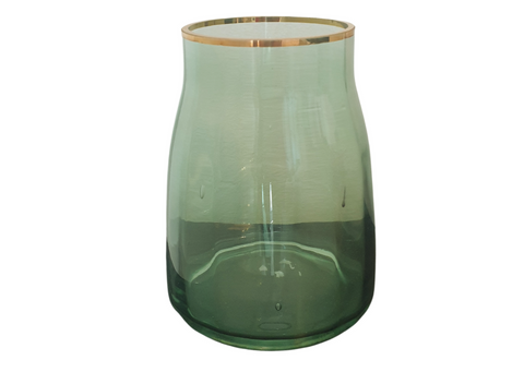 Glass Vase - Green with Gold Accent