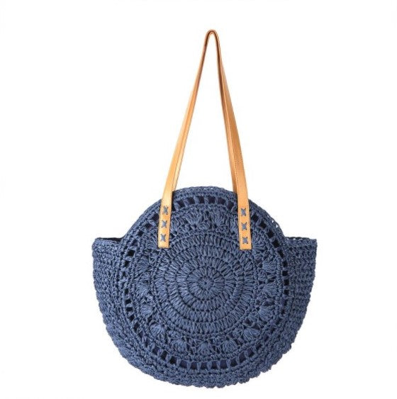 Boho Chic Navy Blue Round Shoulder Bag