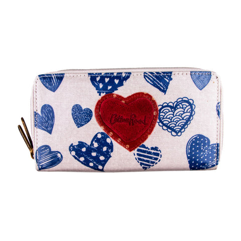 Two-Zip Wallet - Blue Hearts