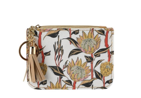 Keyring/Handbag Card and Coin Purse - Artistic Protea