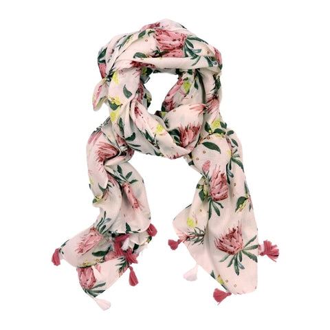 Stunning King Protea Scarf with Tassels